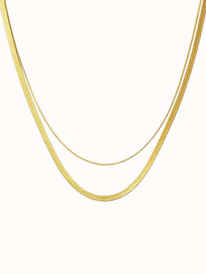 Snake Duo Necklace - Gold Plated for wholesale by Nava Copenhagen