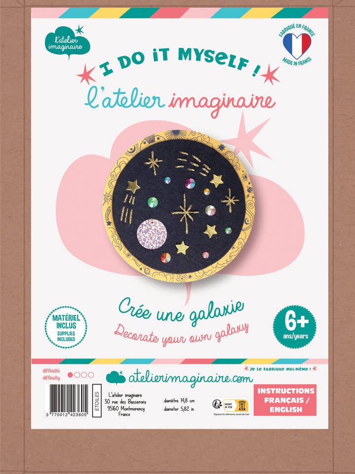 Kit broderie étoiles - Kit de bricolage enfant bilingue pour la vente par L'Atelier Imaginaire