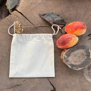 Custom Logo Silk Screen Print Organic Cotton Muslin Bags Double