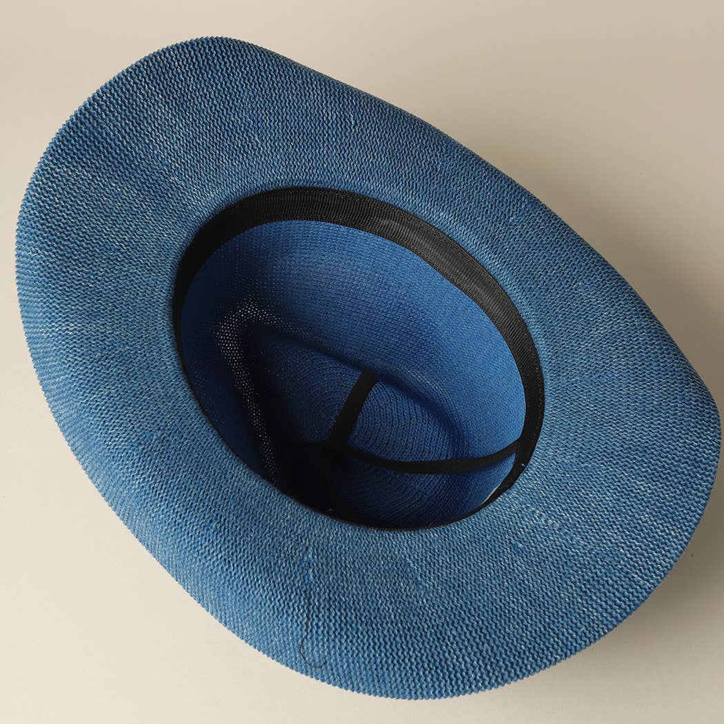 DNM Washed Solid Denim Color Knitted Cowboy Adjustable Sun Hat for wholesale on Faire5
