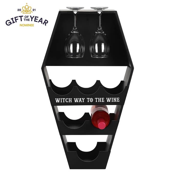 Something Different Wholesale - Wholesale Wine Rack - Gothic Halloween Coffin Wine Rack Shelf
