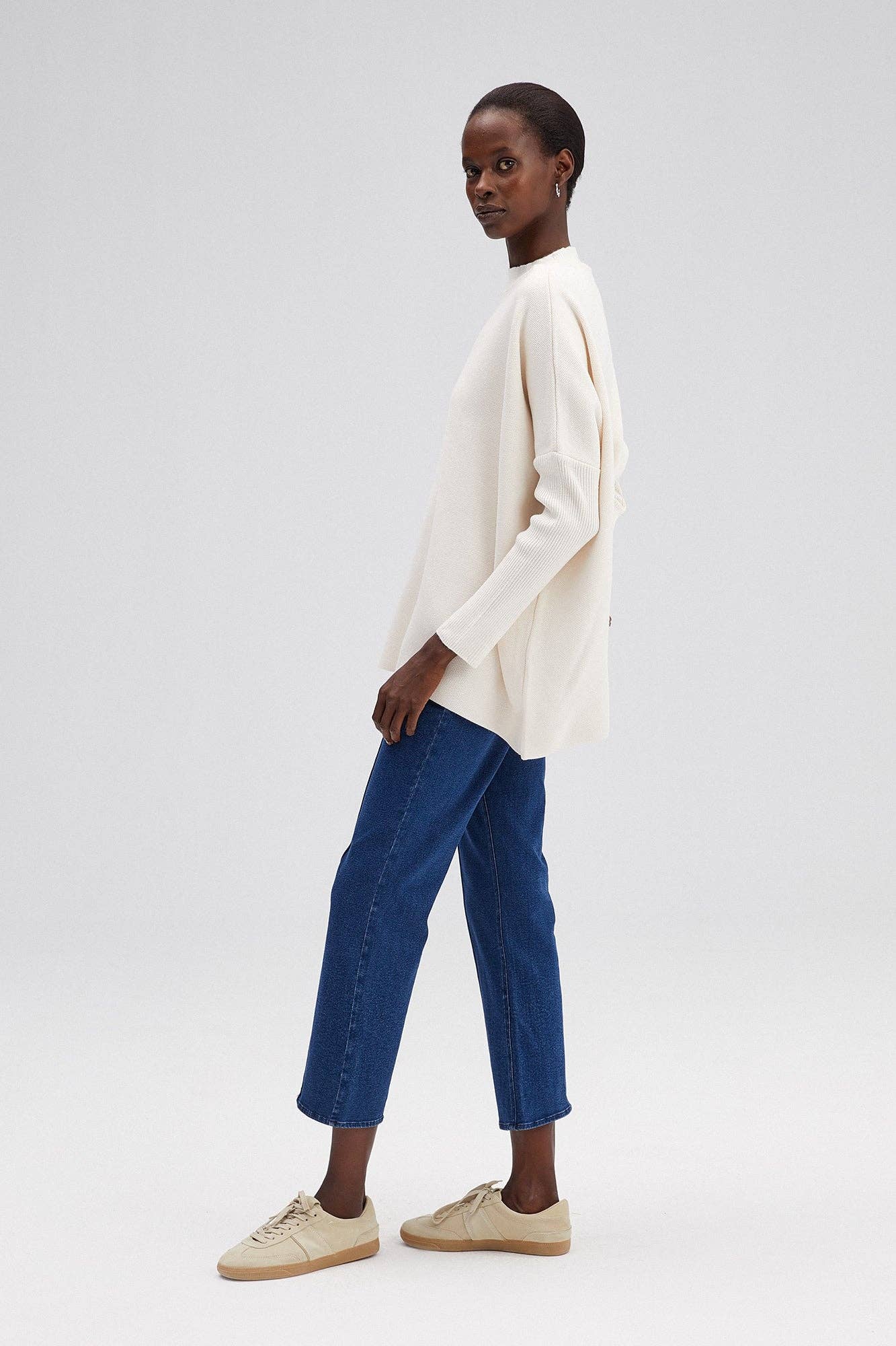 Ecru DROP SHOULDER KNIT TUNIC for wholesale on Faire2