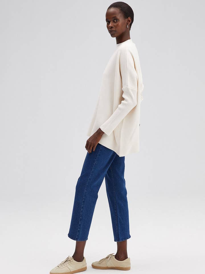 Ecru DROP SHOULDER KNIT TUNIC for wholesale on Faire2