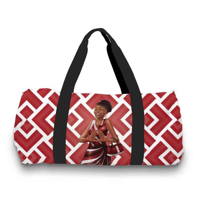 Red and White Travel Bag for wholesale by African American Expressions