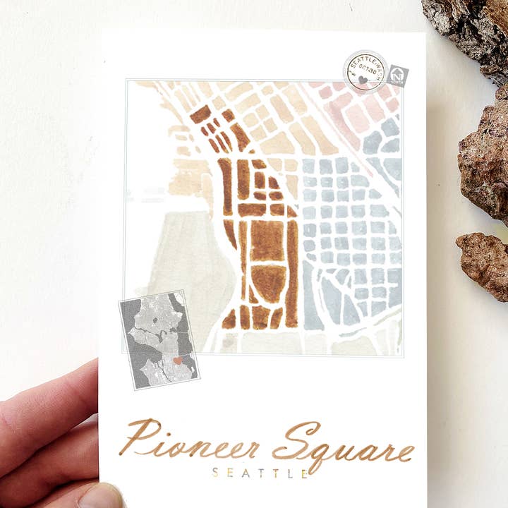 PIONEER SQUARE Seattle Neighborhood Map- Standard Postcard for wholesale by Turn-of-the-Centuries
