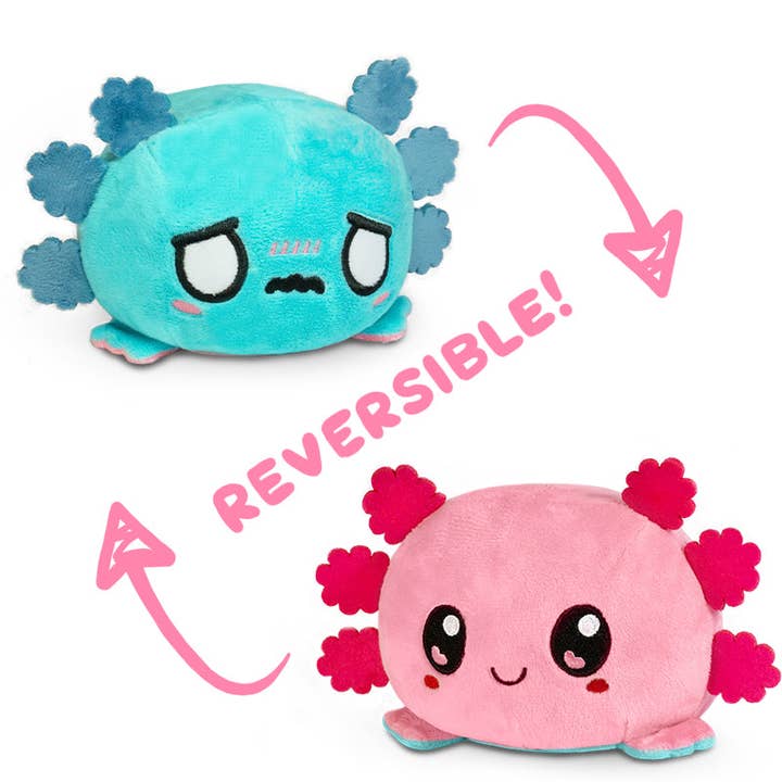TeeTurtle - Wholesale Stuffed/Plush Toy - Kids & Baby - TeeTurtle Reversible Axolotl Plushie (Pink + Aqua Worried)