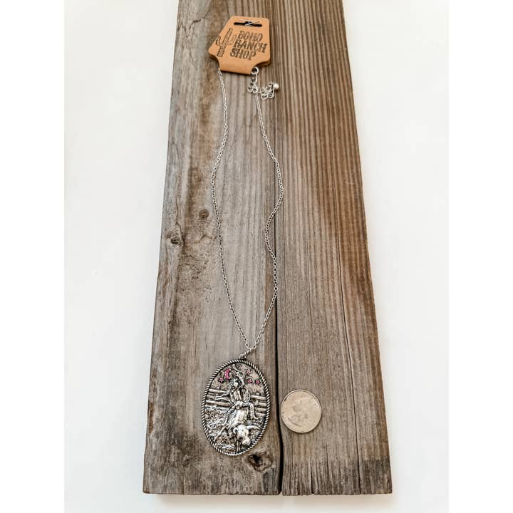 Boho Ranch Shop - Wholesale Pendant/Charm Necklace - Western Cowboy Bull Riding Pendant Necklace