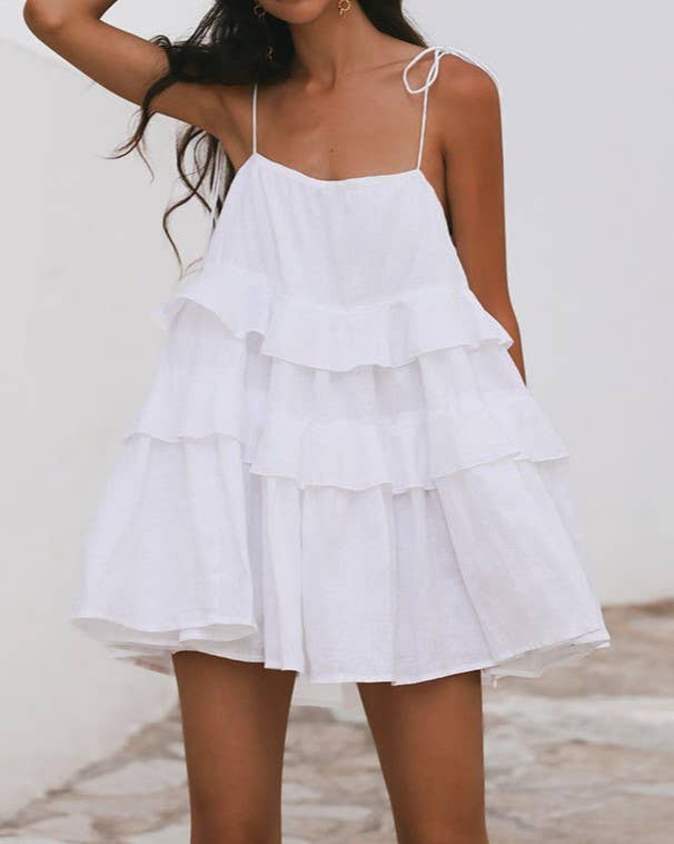 HIDDENBRAND - Wholesale Dress - Women's - Multi-Layered Ruffle Cake Backless Slip Dress10