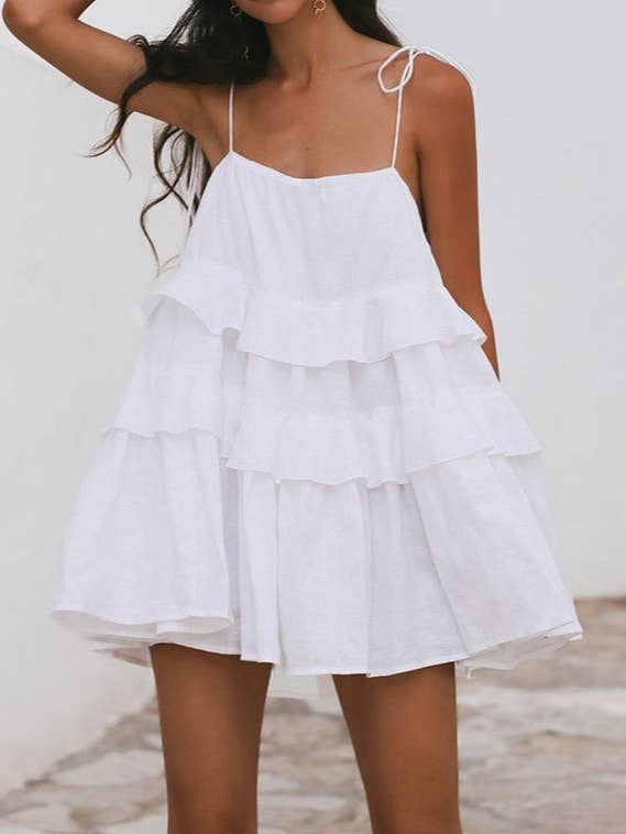 HIDDENBRAND - Wholesale Dress - Women's - Multi-Layered Ruffle Cake Backless Slip Dress10