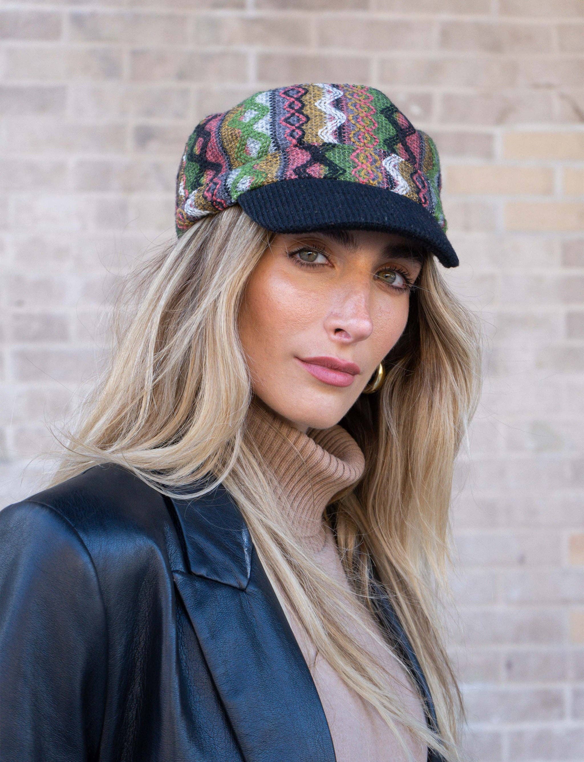 Magid - Wholesale Newsboy/Schoolboy Hat - Women's - Magid Geometric Print Cadet Cap1