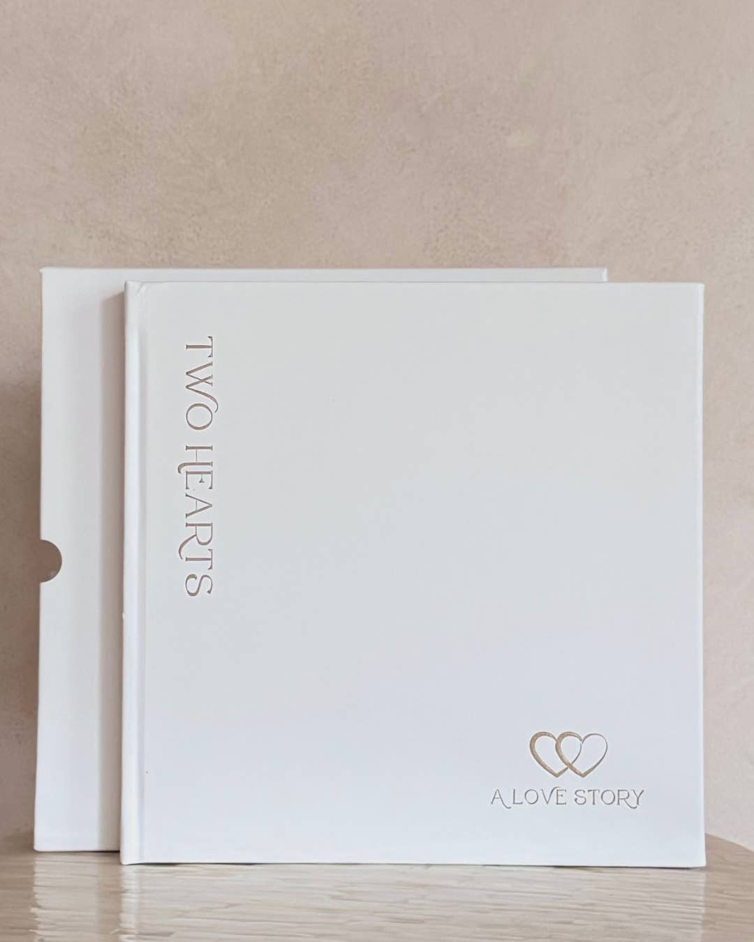 Premium Ivory Leather "Two Hearts - A Love Story" Couples Journal for wholesale on Faire