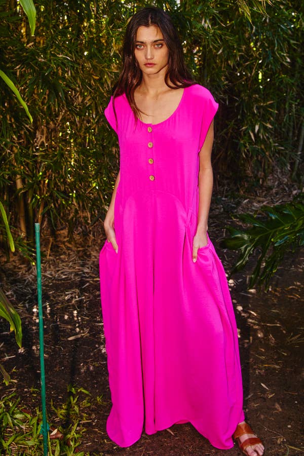 BUCKETLIST OUTLET - Wholesale Jumpsuit - Women's - R5277 OUTLET SALE Scoop Neck Wide Leg Solid Jumpsuit