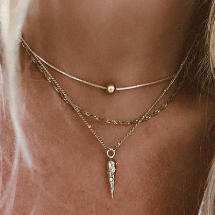 HoopLa - Wholesale Pendant/Charm Necklace - Cornicello horn 14K Steel -evil eye-Charm Necklace 8