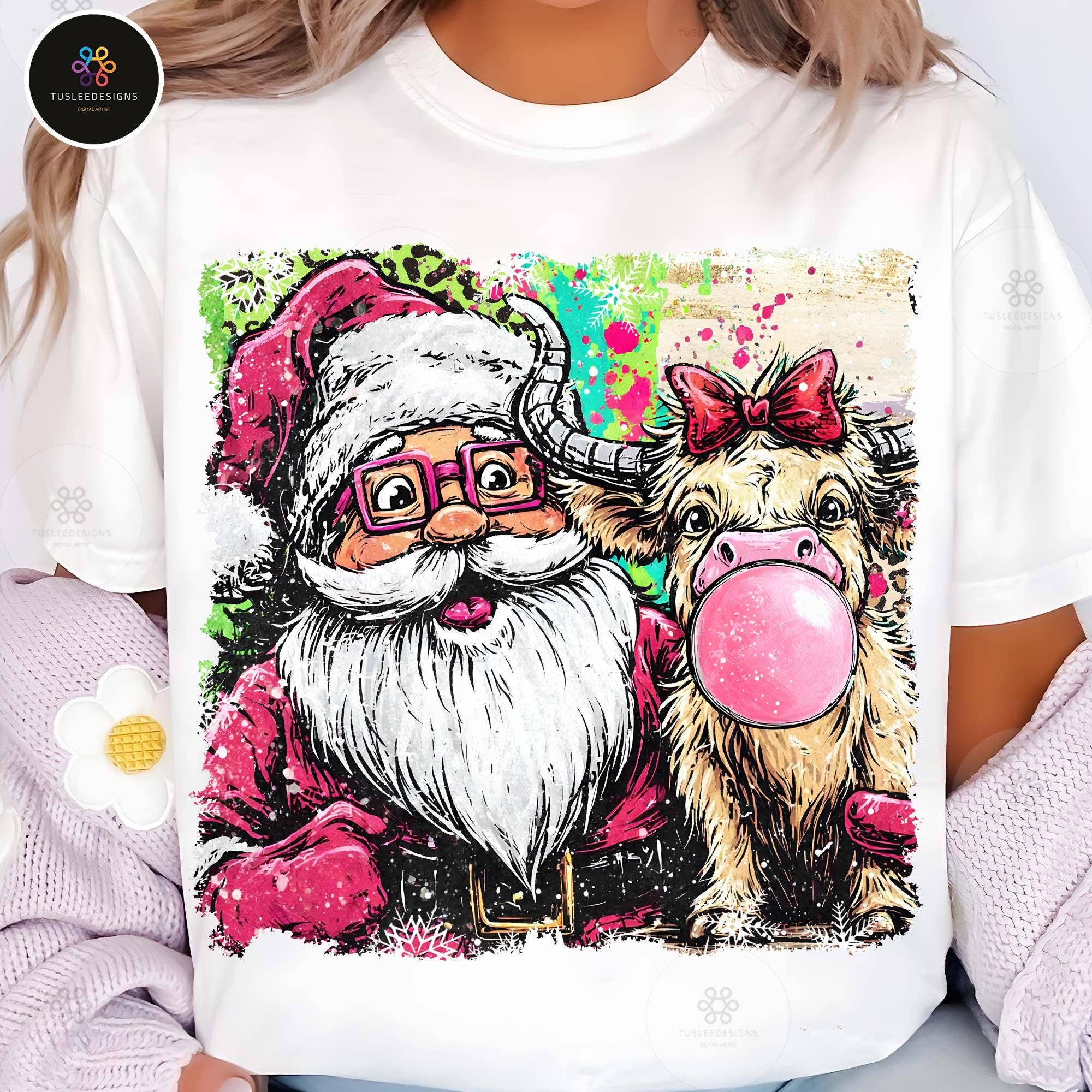 NVC Ecommerce LLC – Großhandel T-Shirt (Grafikdruck) – Damen – Preppy Weihnachtsmann und Rentier Shirt, Weihnachtsmann Sweatshirt1