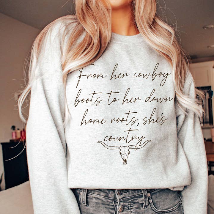 Von Her Cowboy Boots Sweatshirt - Schneller Versand für den Großhandel von Limeberry Designs