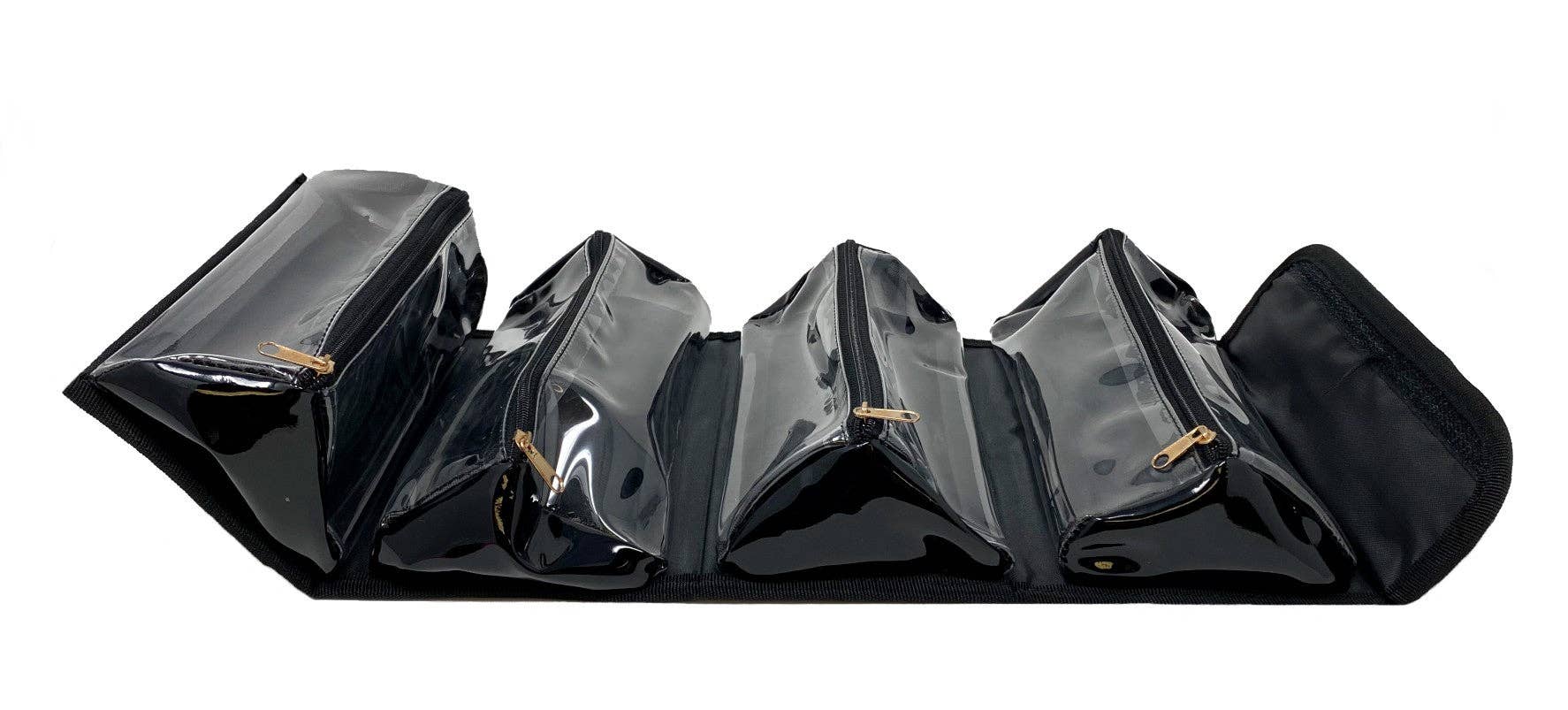 YOUZEY – Engroshandel Kosmetiktaske – Sort Patent - 4 Lynlås Foldbar Kosmetikpung1