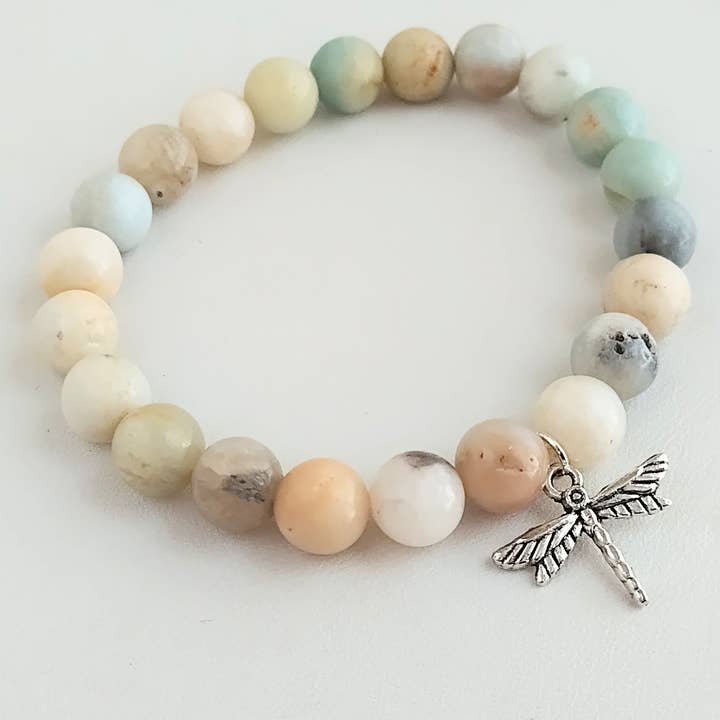 Bracelet libellule, bracelet en pierre lavée, bracelet d'été pour la vente par Piccadilly Pendants