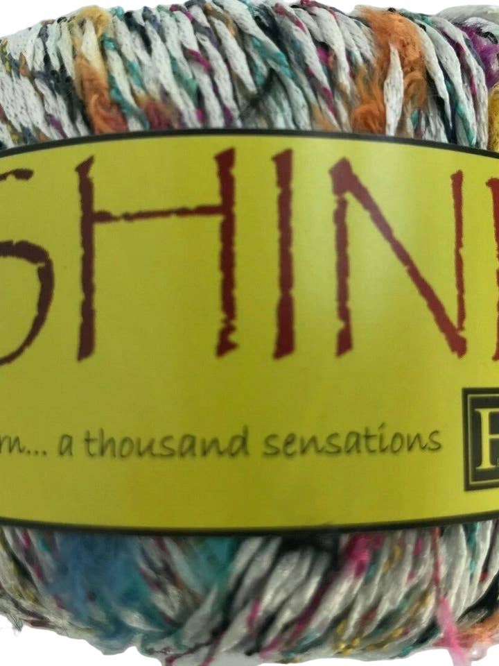 Filati FF SHINE #75 White Rainbow DK 50g Yarn Skein FFF Novelty Tufts Italy for wholesale by Garmy Books