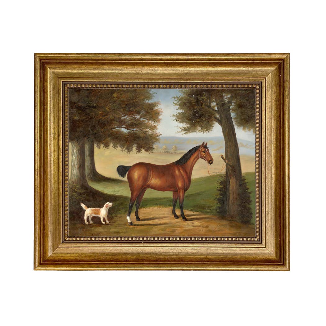 Madison Bay Co. - Historical Home Decor Reproductions - Wholesale Art Print - Horse and Dog in Landscape Vintage Painting Print on Canvas1