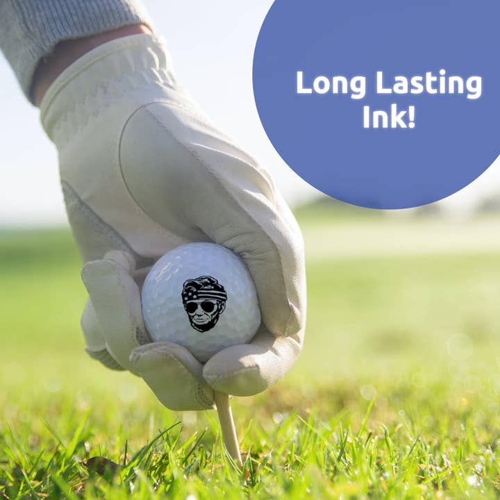 HODL 21 - Wholesale Sporting Accessories - Ball Badge - Golf Ball Stamp, Self-Inking Golf Ball Stamper, Golf Ball Marker, Reusable Golf Ball Marking Tool to Identify Golf Balls - Reusable Ink Stamp for Golf Balls (Lincoln Shades)