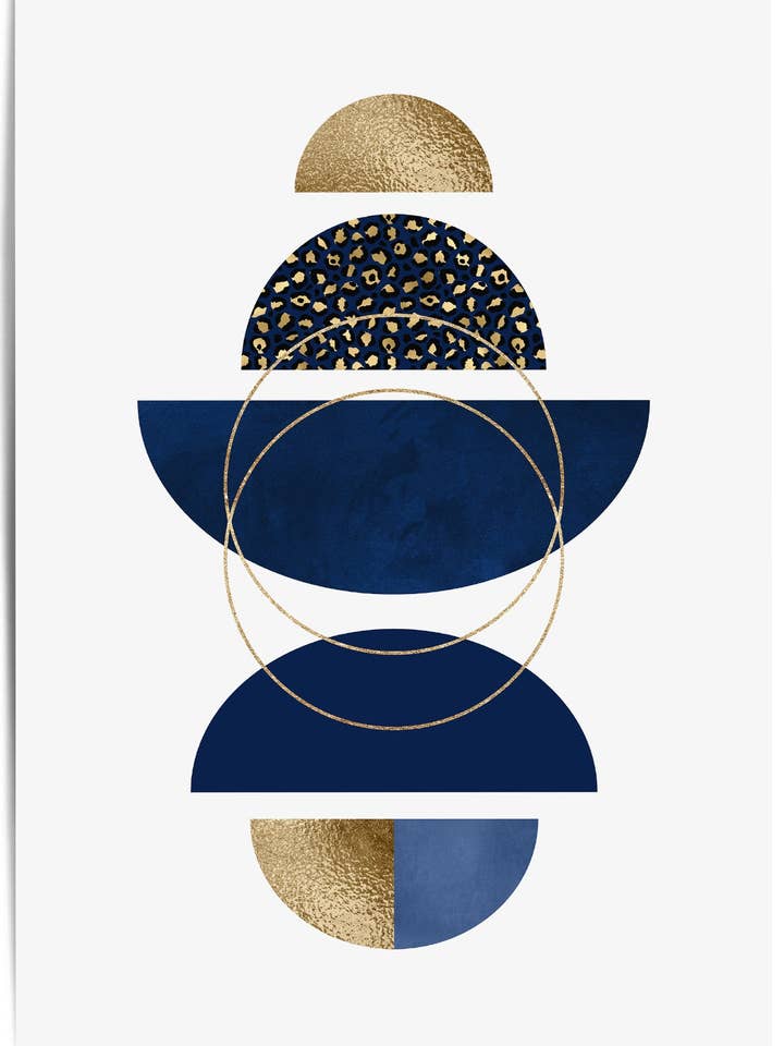 Blue Gold and White Wall Art for wholesale by THE WALL HABITAT