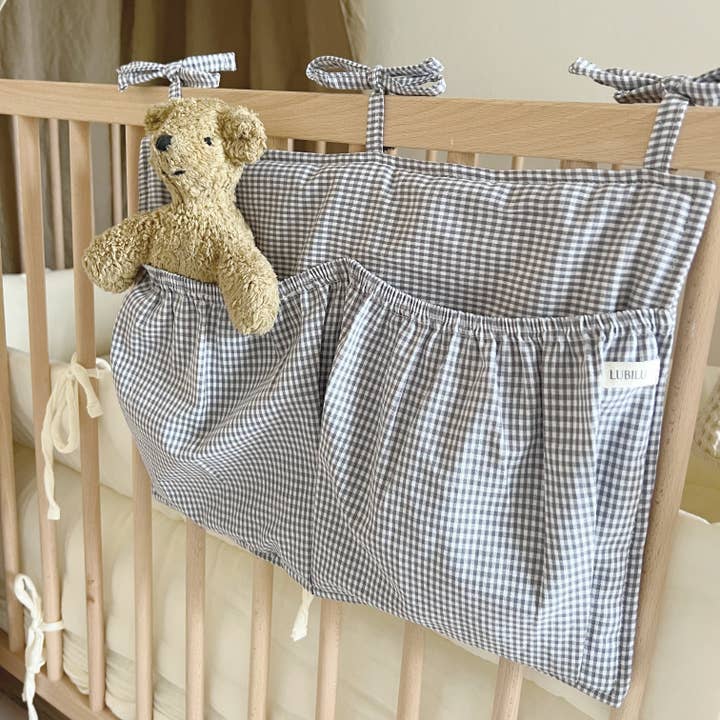 Mini Check Bed Pocket Grey for wholesale by Lubilu Copenhagen