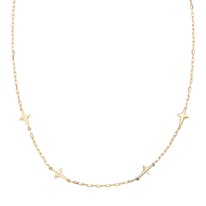 Four Crosses Round Necklace In Golden Sterling Silver for wholesale by Amen Gioielli