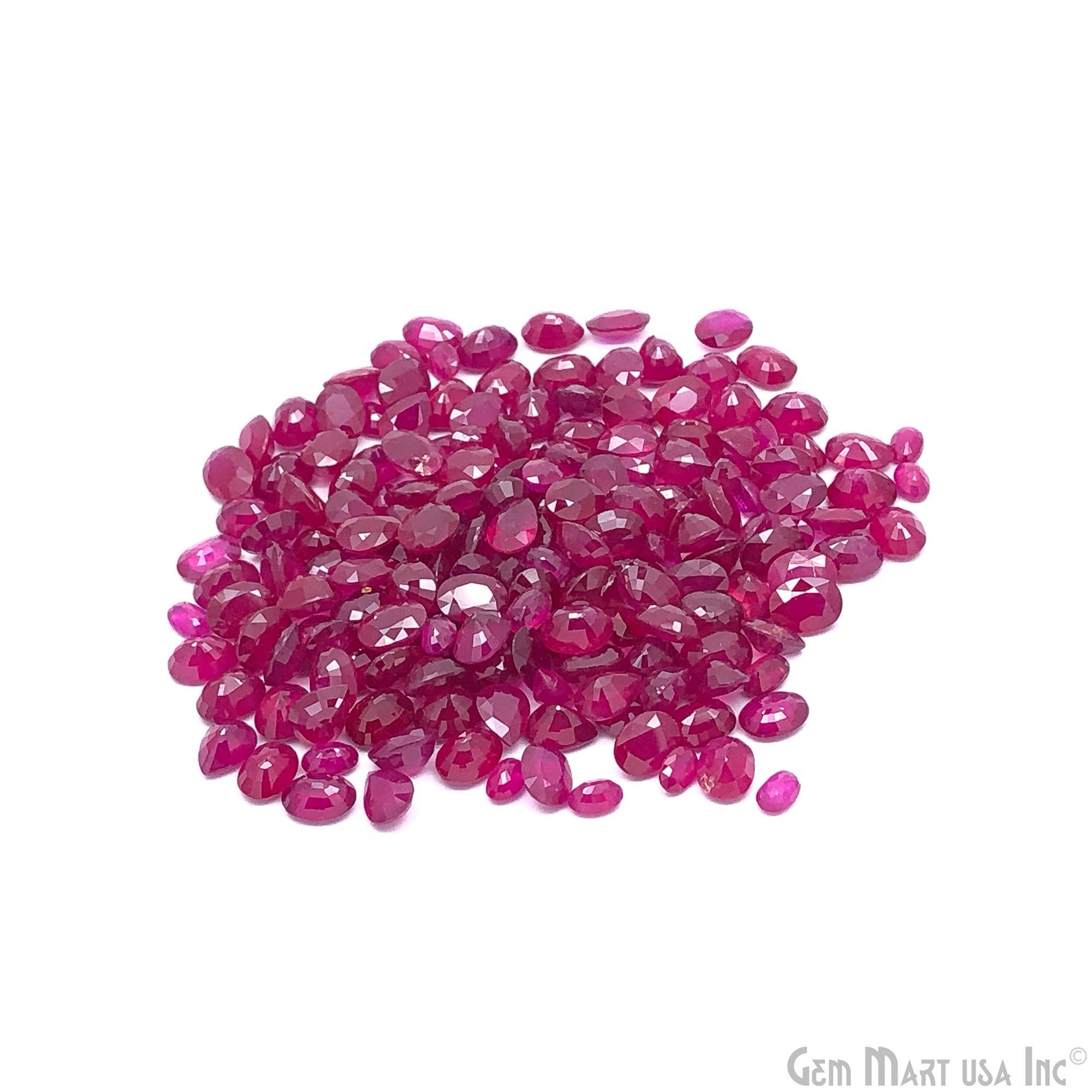 GemMartUSA - Wholesale Spiritual Stone/Crystal - Natural Ruby Oval Faceted Loose Gemstone, 4-8mm, 5 Carats0
