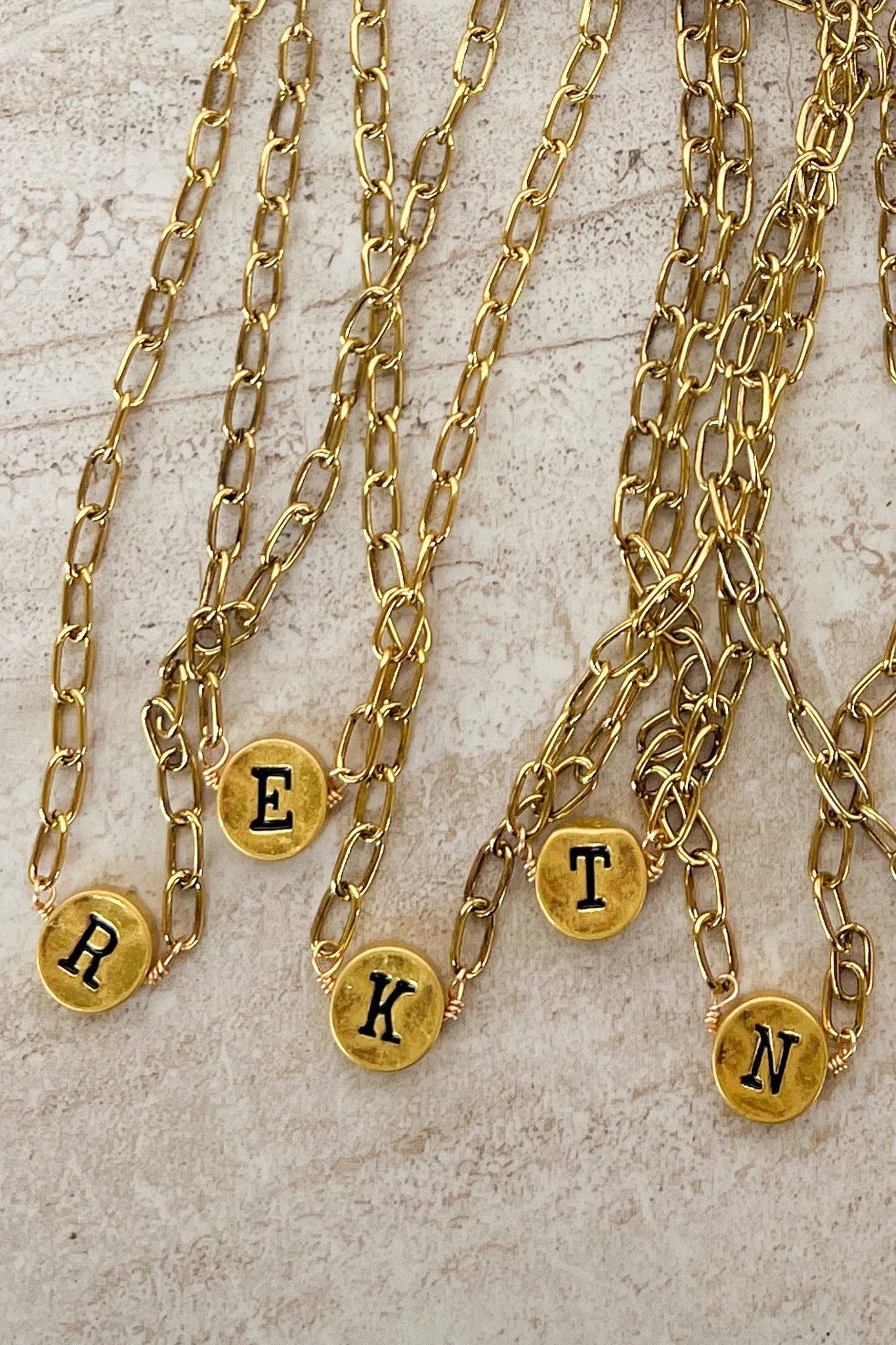 Dylan Designs - Wholesale Pendant/Charm Necklace - Circle Initial Pendant Necklace Gold2