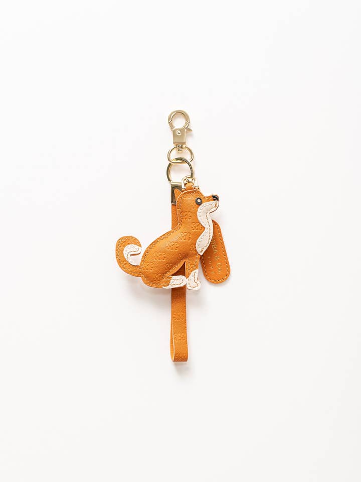 Colgante para bolso con monograma SC de Shiba Inu en cuero italiano - Rojo Naranja para venta al por mayor de SHIBA & Co