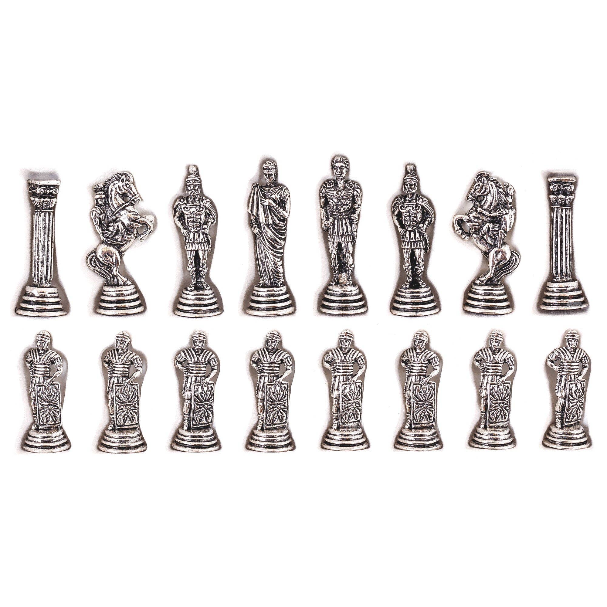ARTIA LTD - Wholesale Board Game - Olive Wood Chess,  Black Squares & Metal Chess Pieces Roman9
