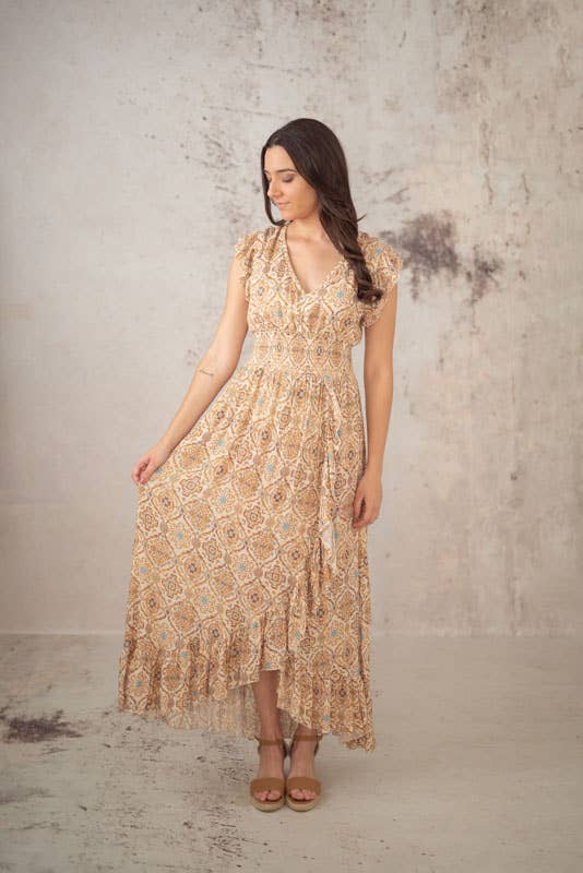 Lula Natura - Wholesale Dress - Women's - CARLOTA LONG BROWN DRESS4