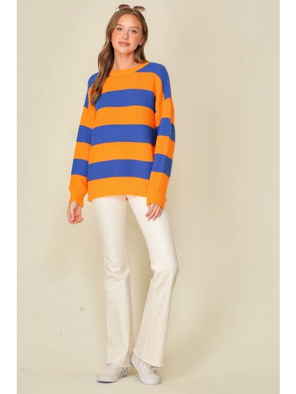 Vanilla Monkey - Wholesale Knit Sweater - Women's - Game Day Stripe Sweater