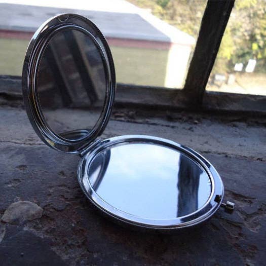 FringePop - Wholesale Compact Mirror - Outerspace Cat Compact Mirror - Universe Animal Pop Art Eye Glasses - Make Up Pocket Mirror for Cosmetics