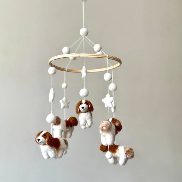 Felt Baby Mobile - King Charles Cavalier Dog for wholesale by Ganapati