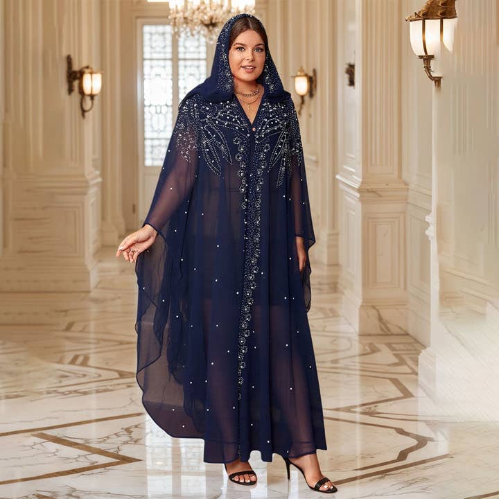 ACCITY - Wholesale Cape - Women's - African Beaded Long Robe Muslim Cape Hooded Dress_CWMM613820