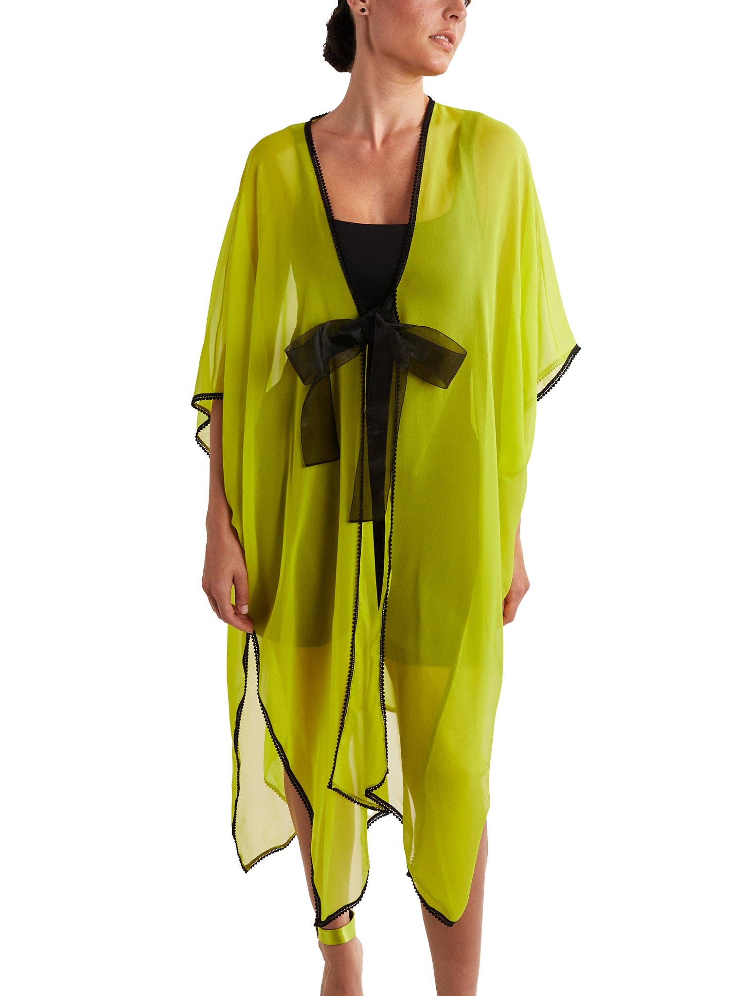 Amy Page DeBlasio - Wholesale Kimono – Women's - Silk Kimono Shawl in Cyber Lime