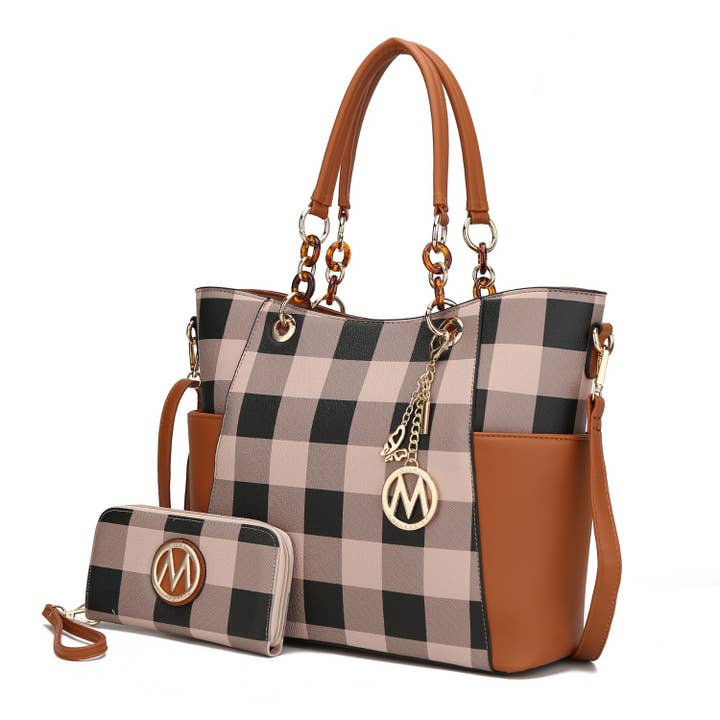 MKF Collection - Wholesale Tote Bag - Women's - MKF Mariely Checker Tote Bag & Wallet Set Women Handbag7