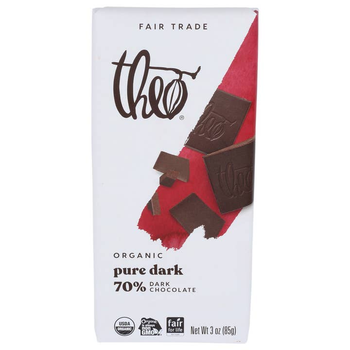 Barre de chocolat noir Theo 70% 3 oz pour la vente par KeHE Distributors, LLC