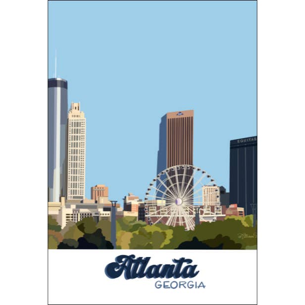 Atlanta Skyline Art Print for wholesale by Homeward Studio