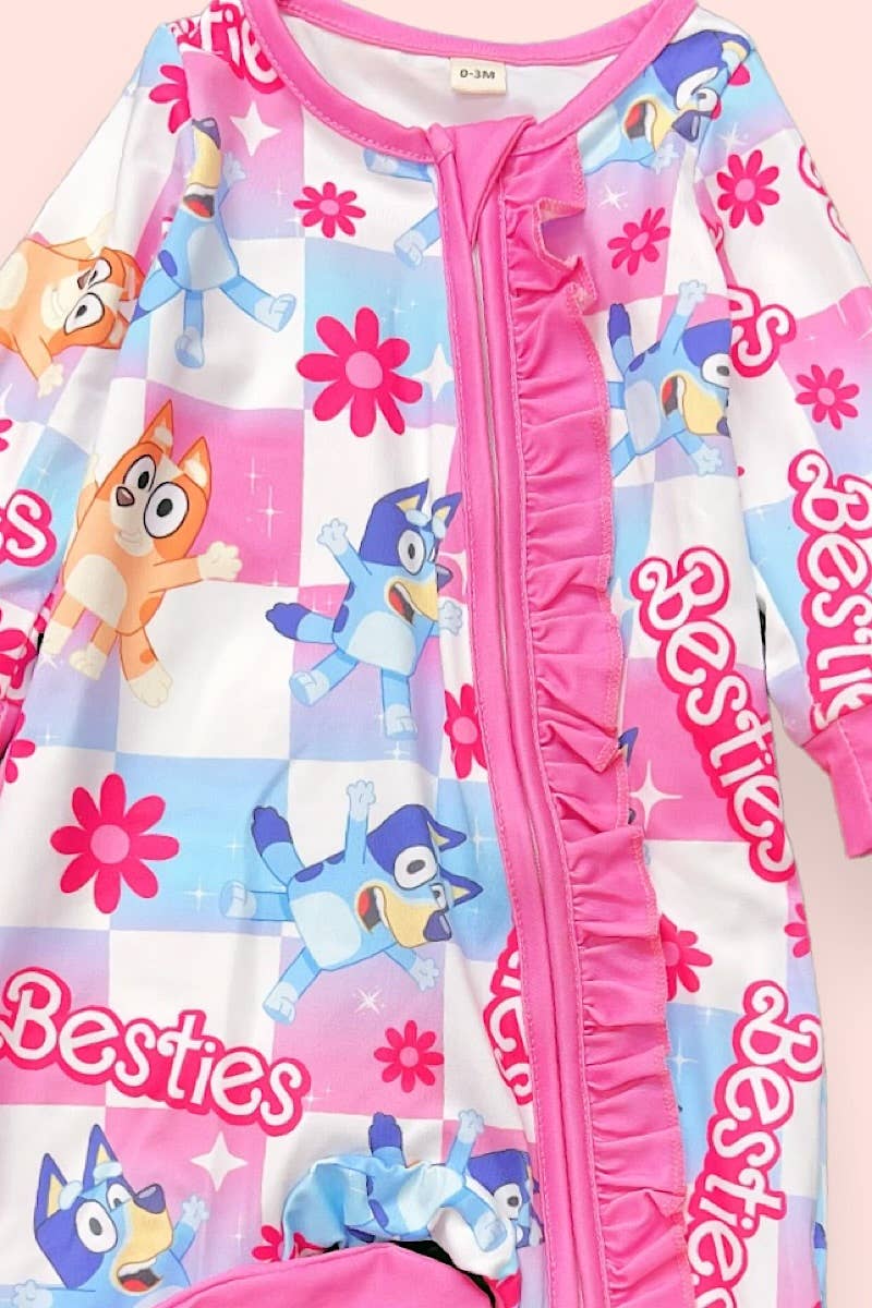 Kids Charm Online - Wholesale Jumpsuit - Baby - CHECKERED CHARACTER PRINTED BABY BODYSUIT. LR041201-NAY2