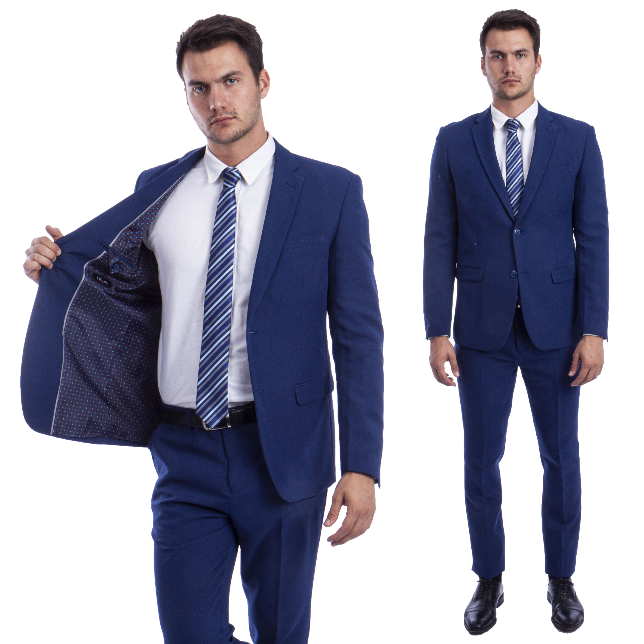 Blue Polyester Hybrid Fit Mens Suit 2pc by Vitto for wholesale on Faire0
