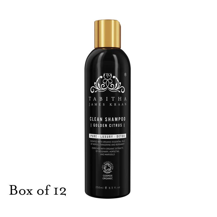 Clean Shampoo Golden Citrus 250ml - Box of 12* for wholesale by Tabitha JK British Luxury Organic Hair Care