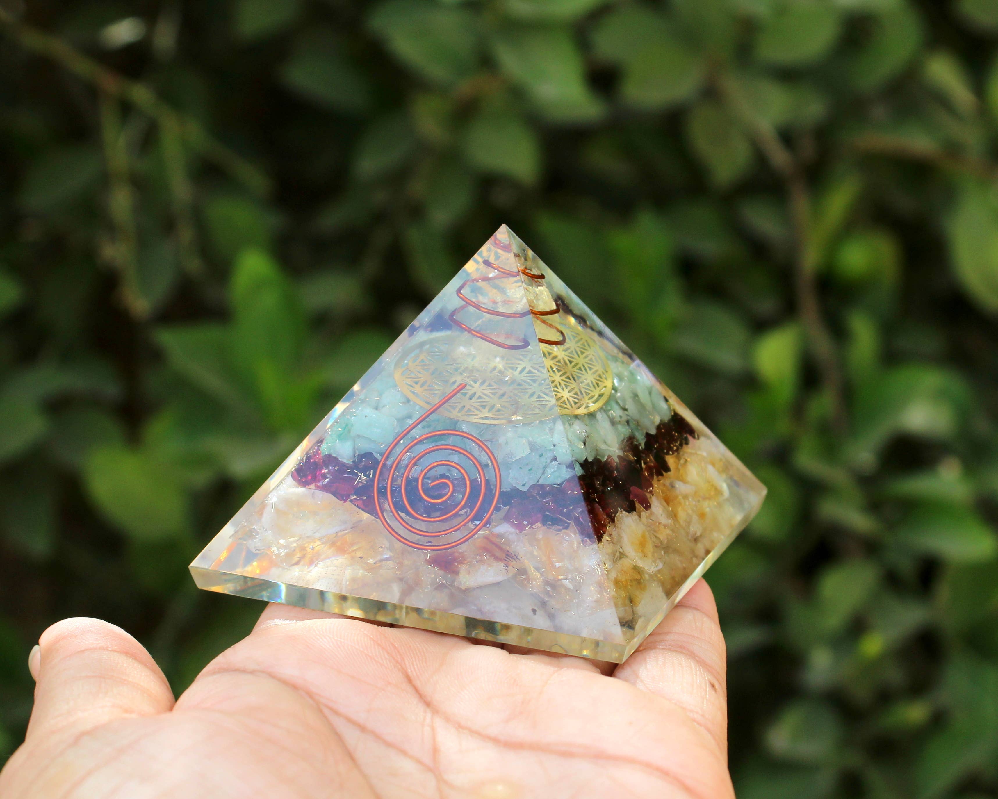 Aura Vibes - Wholesale Spiritual Stone/Crystal - Orgonite Crystal Triple Money Attract Pryamid1
