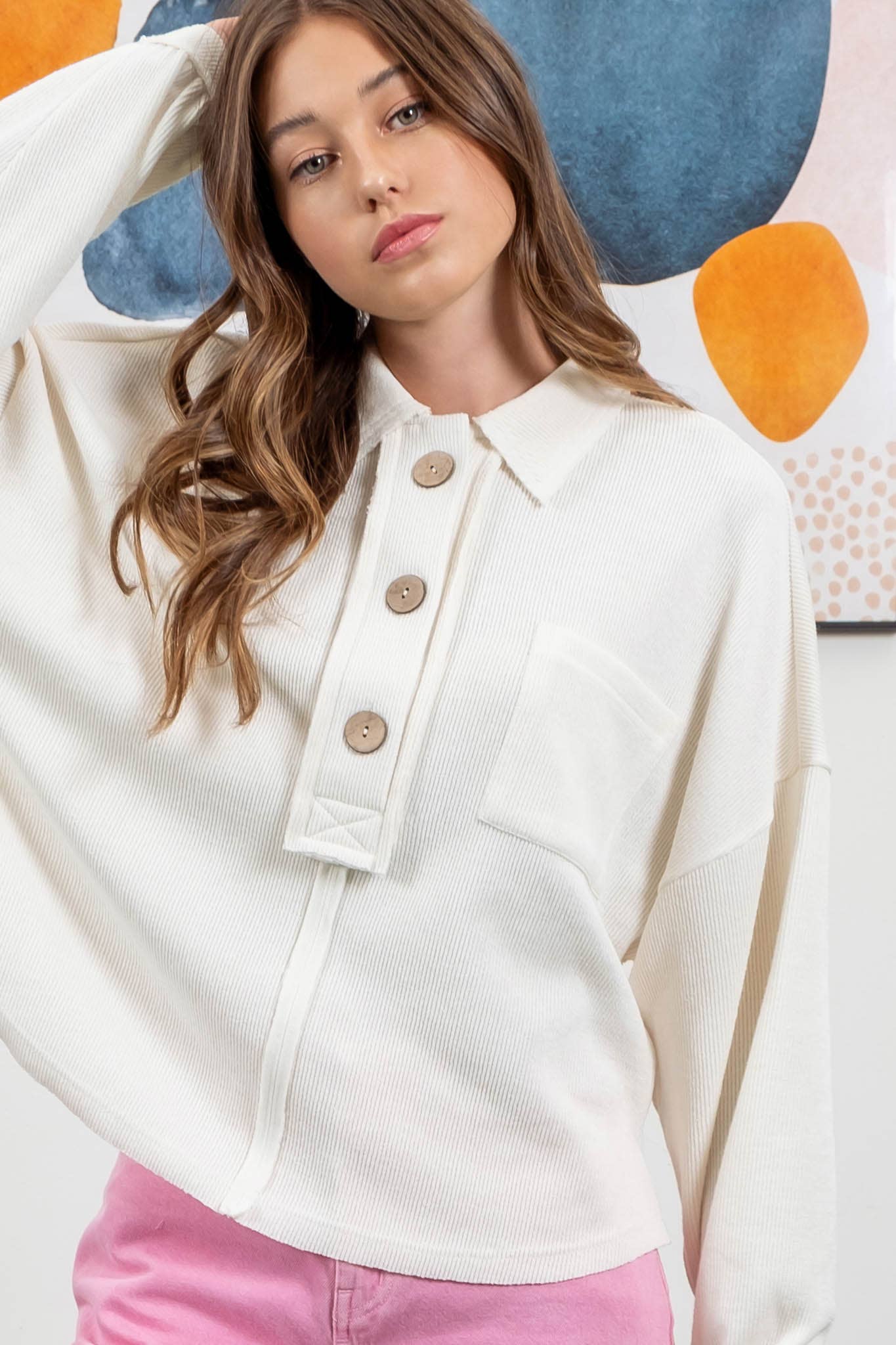 Blu Pepper - Venta al por mayor Jersey corto de punto - Mujer - TOP DE PUNTO CON CUELLO Y BORDES CRUDOS53