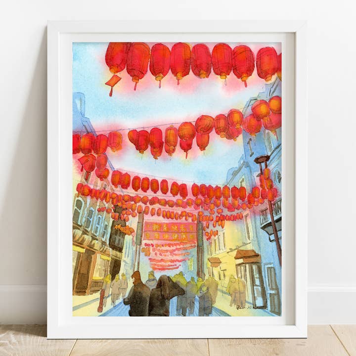 San Francisco Art Print - Chinatown red lanterns for wholesale by Zoee Xiao Artworks