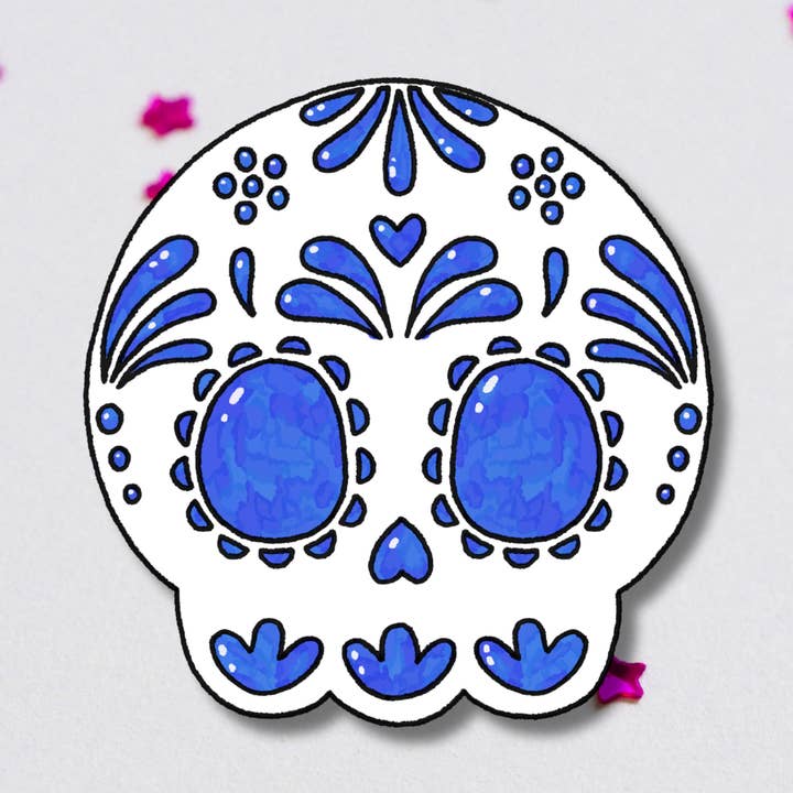 Talavera Sugar Skull Vinyl Sticker for wholesale by Get Stoked