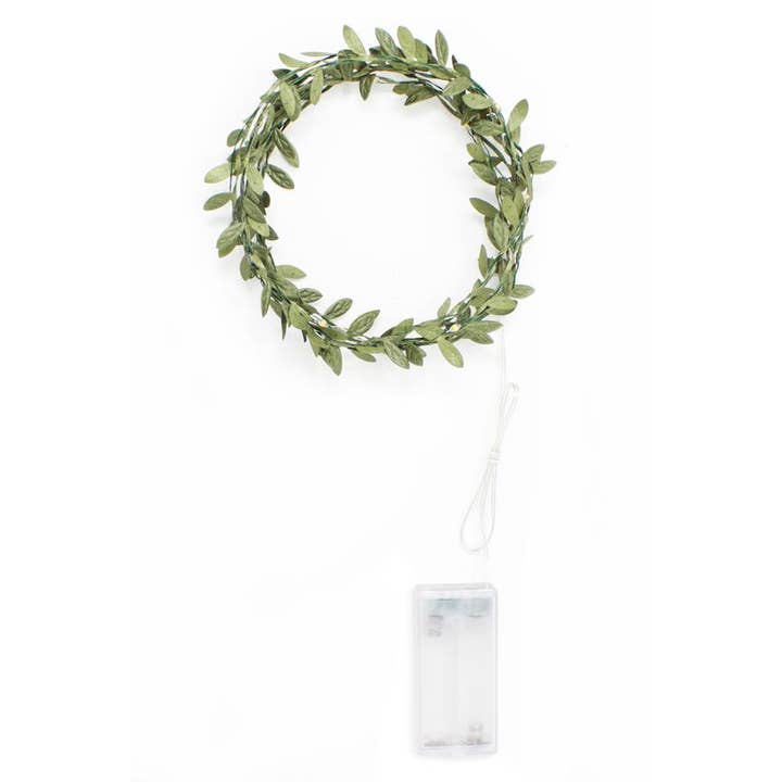 20 LED Green Leaf Fairy Lights Battery Operated - warm white for wholesale on Faire2