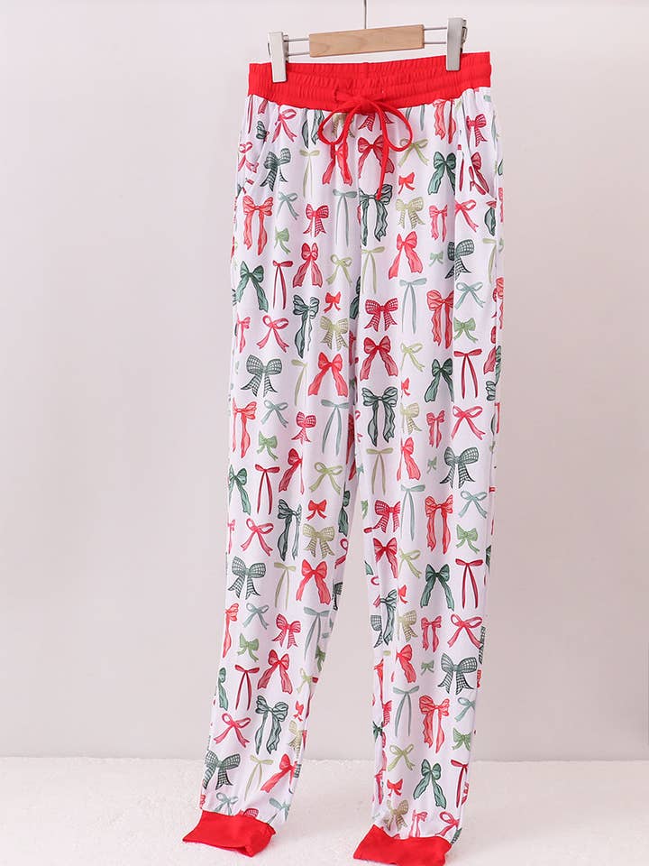 Arco rosso bambù mamma pigiama pantaloni per la vendita all'ingrosso da parte di Aspen Rain Boutique