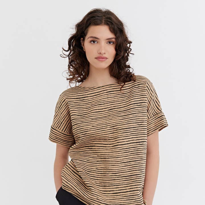 Short-sleeved linen top CALABRIA in Inked lines and other Purchase Wholesale top model papeleria. Free Returns & Net 60 Terms on Faire trending on Faire.